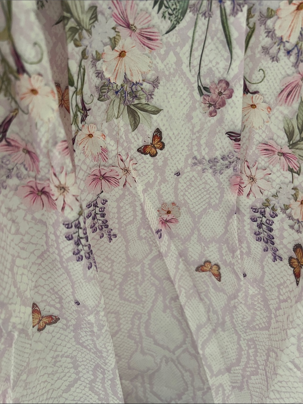 NWT AQUA BLU ANNETTE Butterfly Floral Cotton & Silk Pleated Maxi Skirt - Picture 6 of 10
